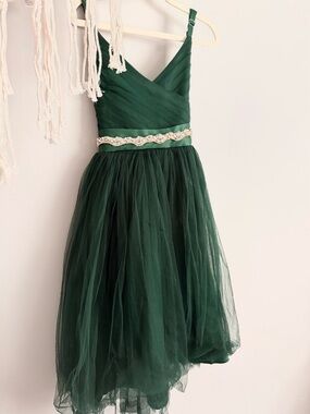 Emerald Green Tulle Party Dress for Girls
